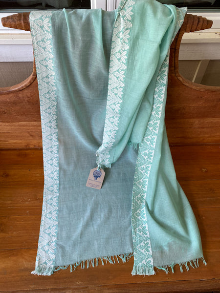 Bengal Border Two-Tone Scarf - Jade