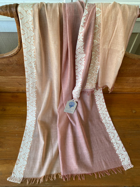 Bengal Border Two-Tone Scarf - Toffee Cream