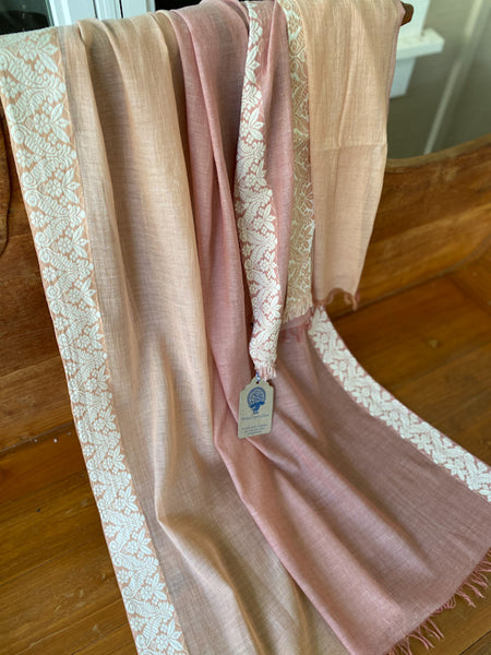 Bengal Border Two-Tone Scarf - Toffee Cream