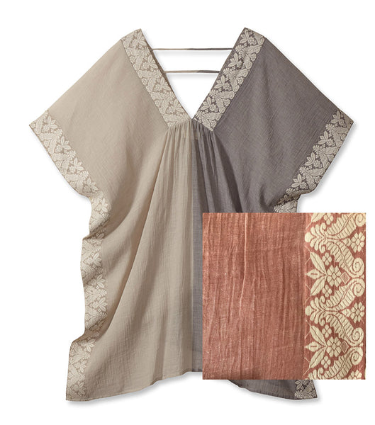 Bengal Border Two-Tone Tunic - Toffee Cream