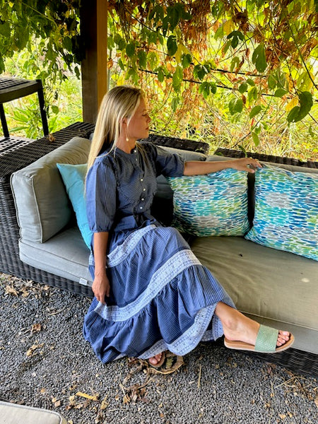Brocade Border Tiered Dress